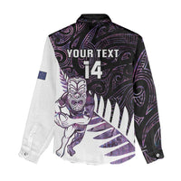 New Zealand Silver Fern Rugby Custom Women Casual Shirt Go All Black Purple Maori Paua Shell - Polynesian Pride