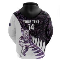 New Zealand Silver Fern Rugby Custom Zip Hoodie Go All Black Purple Maori Paua Shell - Polynesian Pride