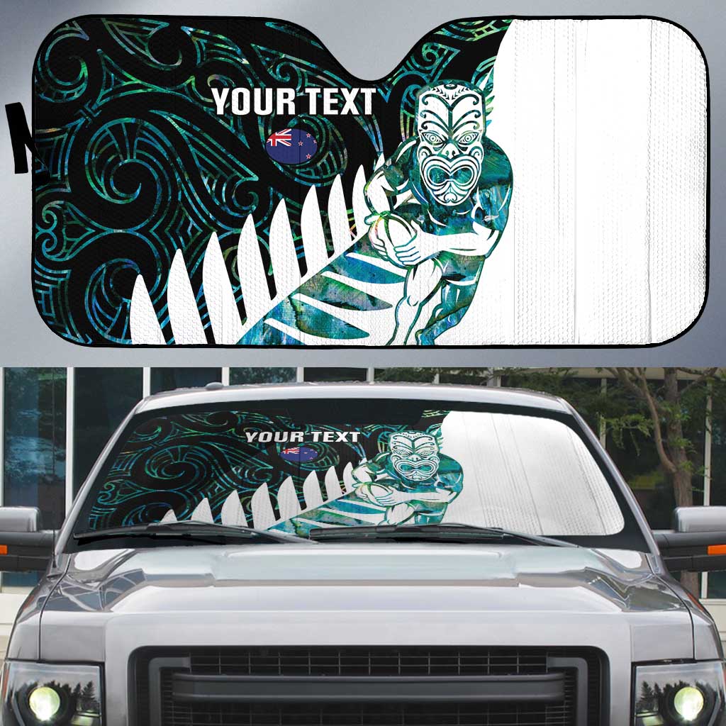 New Zealand Silver Fern Rugby Custom Auto Sun Shade Go All Black Turquoise Maori Paua Shell - Polynesian Pride