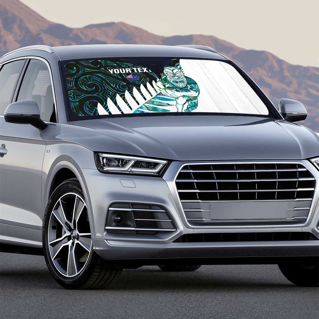 New Zealand Silver Fern Rugby Custom Auto Sun Shade Go All Black Turquoise Maori Paua Shell - Polynesian Pride