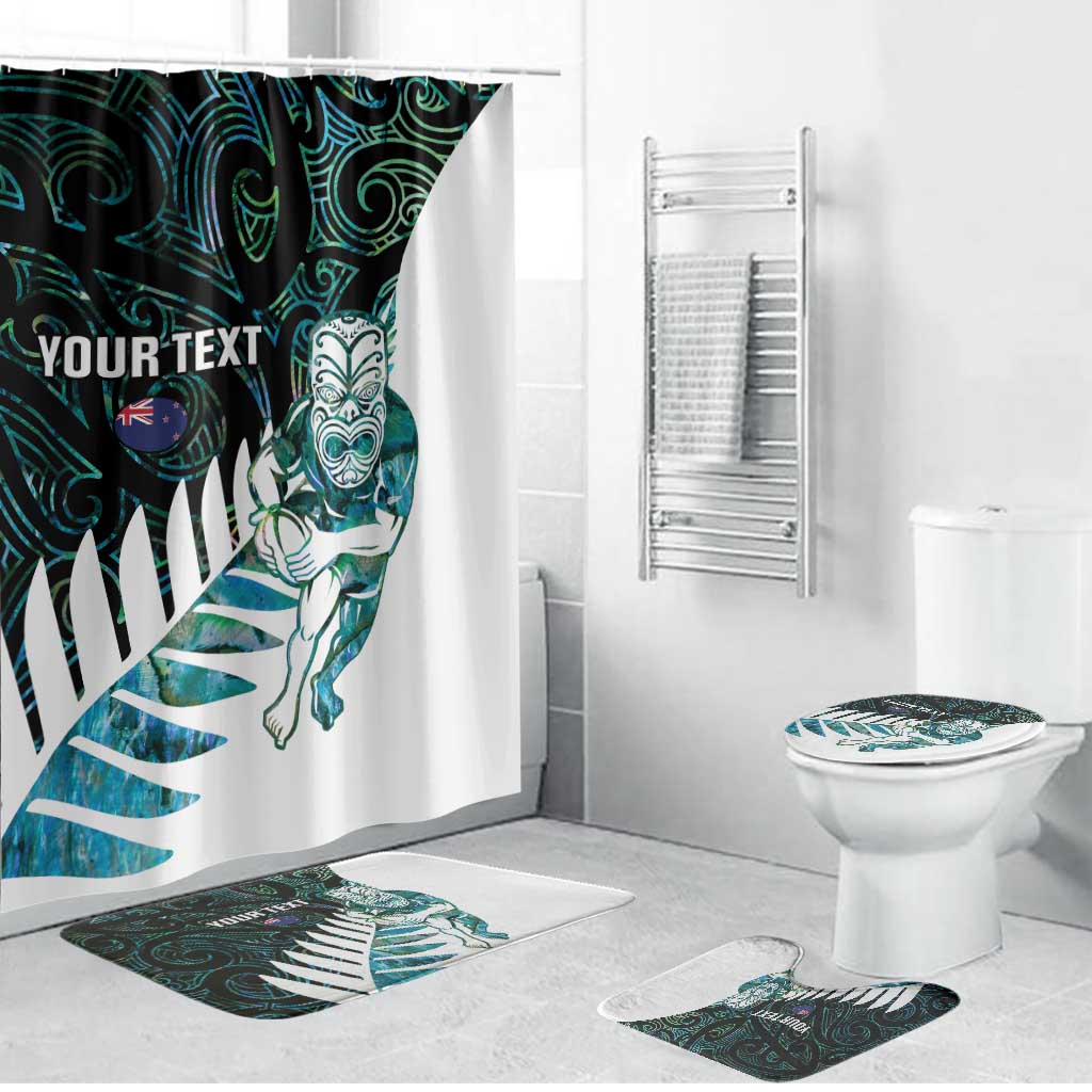 New Zealand Silver Fern Rugby Custom Bathroom Set Go All Black Turquoise Maori Paua Shell - Polynesian Pride