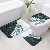 New Zealand Silver Fern Rugby Custom Bathroom Set Go All Black Turquoise Maori Paua Shell - Polynesian Pride