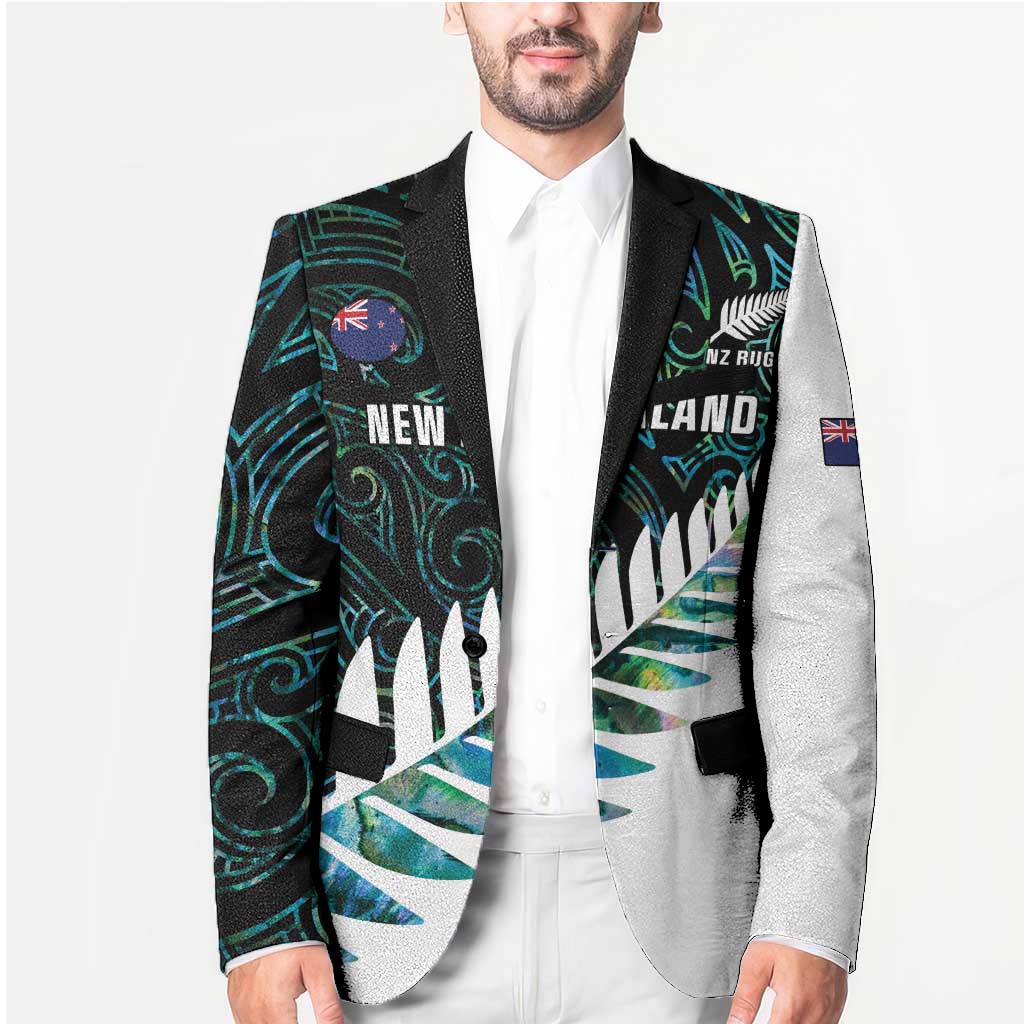 New Zealand Silver Fern Rugby Custom Blazer Go All Black Turquoise Maori Paua Shell - Polynesian Pride