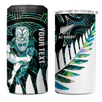 New Zealand Silver Fern Rugby Custom 4 in 1 Can Cooler Tumbler Go All Black Turquoise Maori Paua Shell - Polynesian Pride