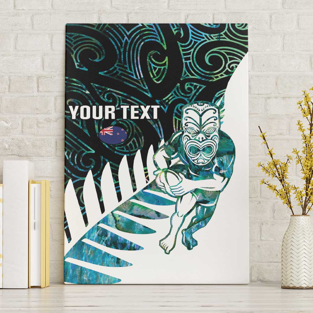New Zealand Silver Fern Rugby Custom Canvas Wall Art Go All Black Turquoise Maori Paua Shell - Polynesian Pride