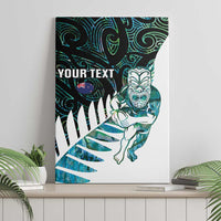 New Zealand Silver Fern Rugby Custom Canvas Wall Art Go All Black Turquoise Maori Paua Shell - Polynesian Pride