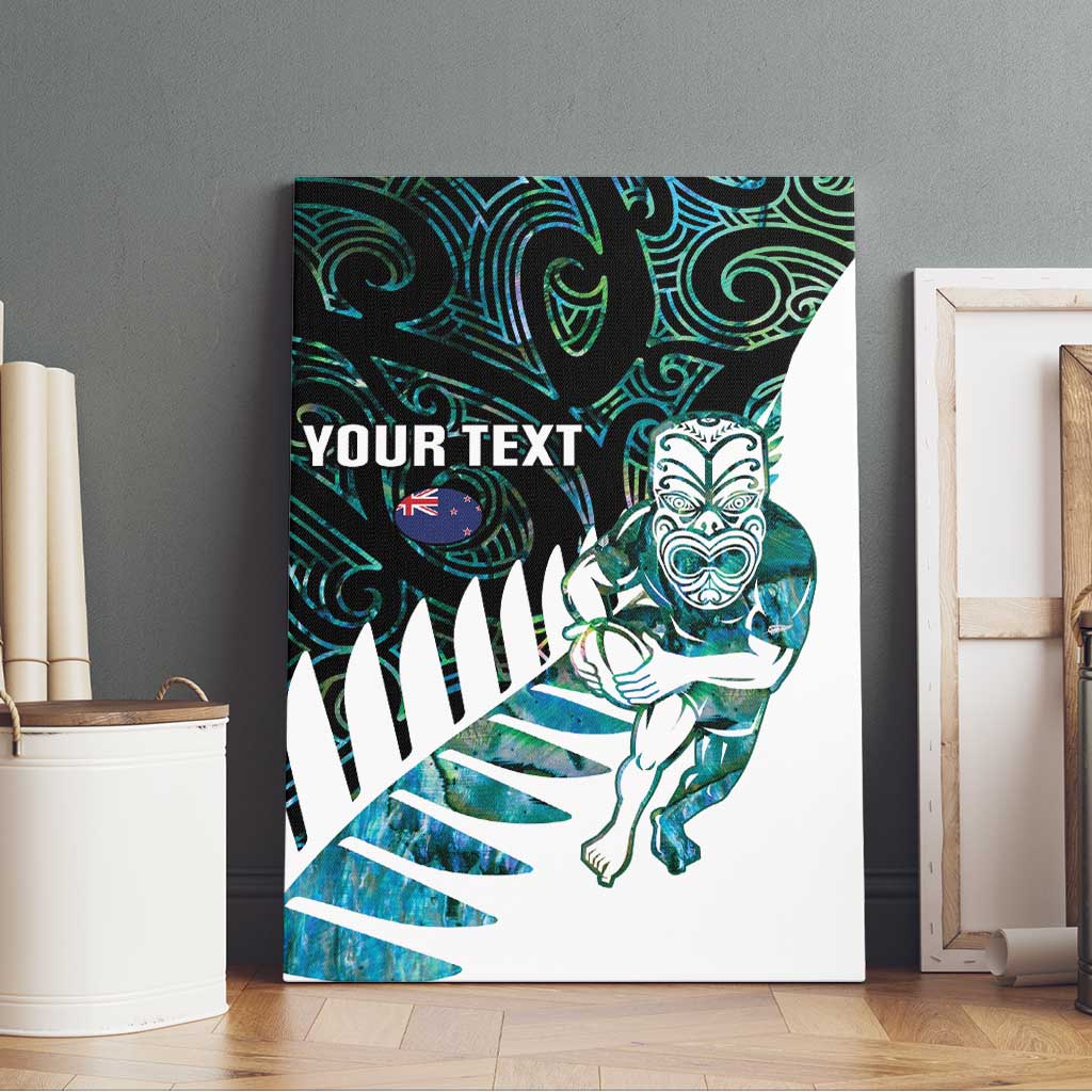 New Zealand Silver Fern Rugby Custom Canvas Wall Art Go All Black Turquoise Maori Paua Shell - Polynesian Pride
