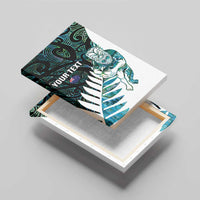New Zealand Silver Fern Rugby Custom Canvas Wall Art Go All Black Turquoise Maori Paua Shell - Polynesian Pride