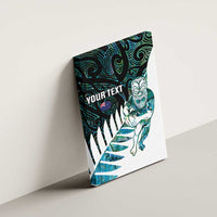 New Zealand Silver Fern Rugby Custom Canvas Wall Art Go All Black Turquoise Maori Paua Shell - Polynesian Pride