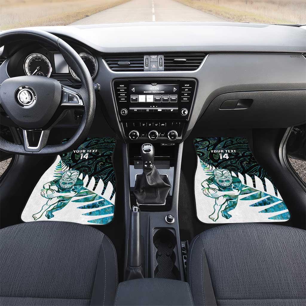 New Zealand Silver Fern Rugby Custom Car Mats Go All Black Turquoise Maori Paua Shell - Polynesian Pride