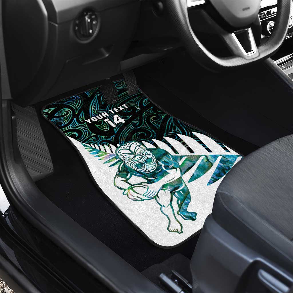New Zealand Silver Fern Rugby Custom Car Mats Go All Black Turquoise Maori Paua Shell - Polynesian Pride