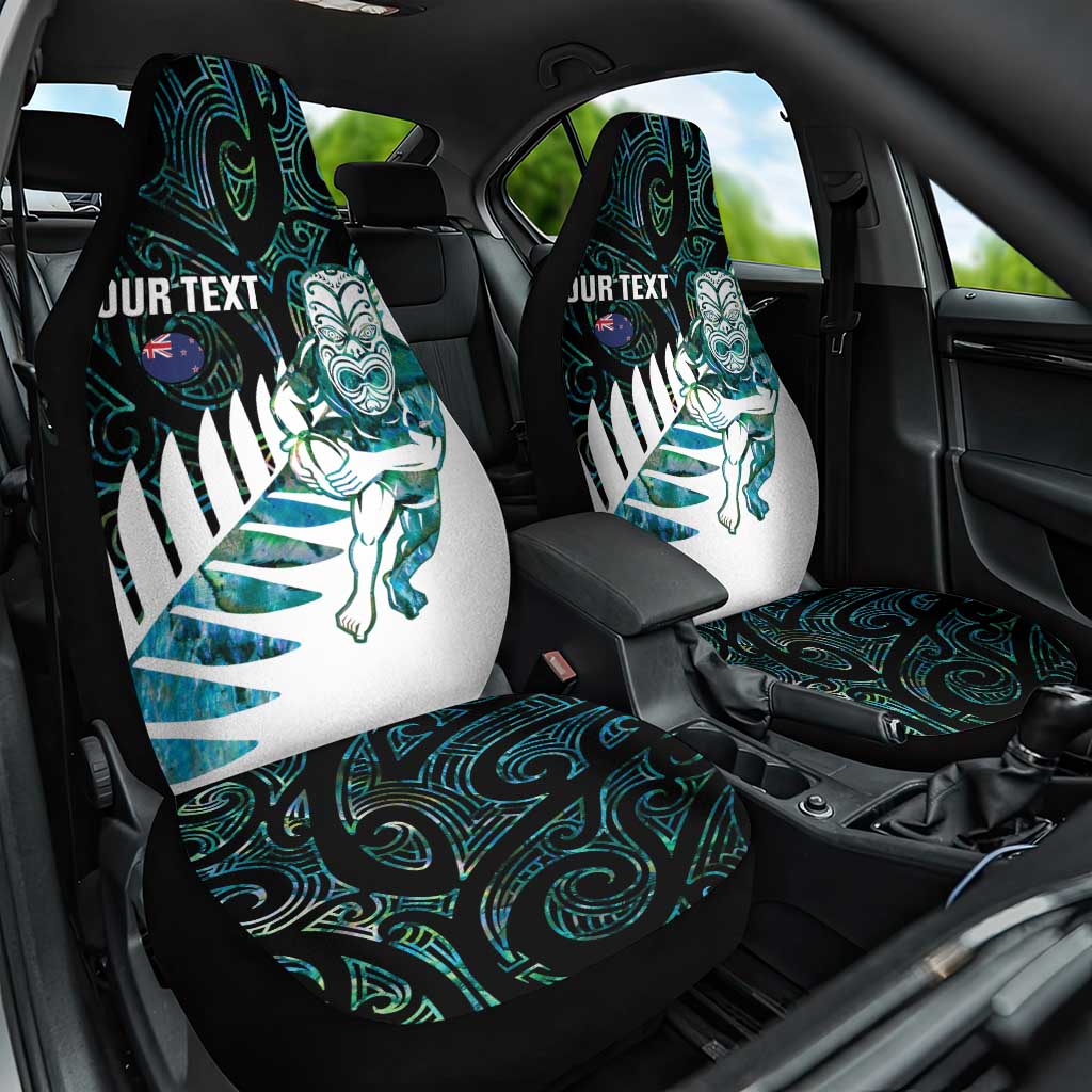 New Zealand Silver Fern Rugby Custom Car Seat Cover Go All Black Turquoise Maori Paua Shell - Polynesian Pride