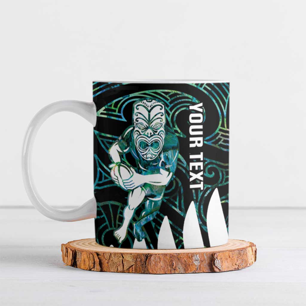 New Zealand Silver Fern Rugby Custom Ceramic Mug Go All Black Turquoise Maori Paua Shell - Polynesian Pride