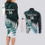 New Zealand Silver Fern Rugby Custom Couples Matching Long Sleeve Bodycon Dress and Long Sleeve Button Shirt Go All Black Turquoise Maori Paua Shell - Polynesian Pride