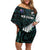 New Zealand Silver Fern Rugby Custom Family Matching Off Shoulder Short Dress and Hawaiian Shirt Go All Black Turquoise Maori Paua Shell - Polynesian Pride