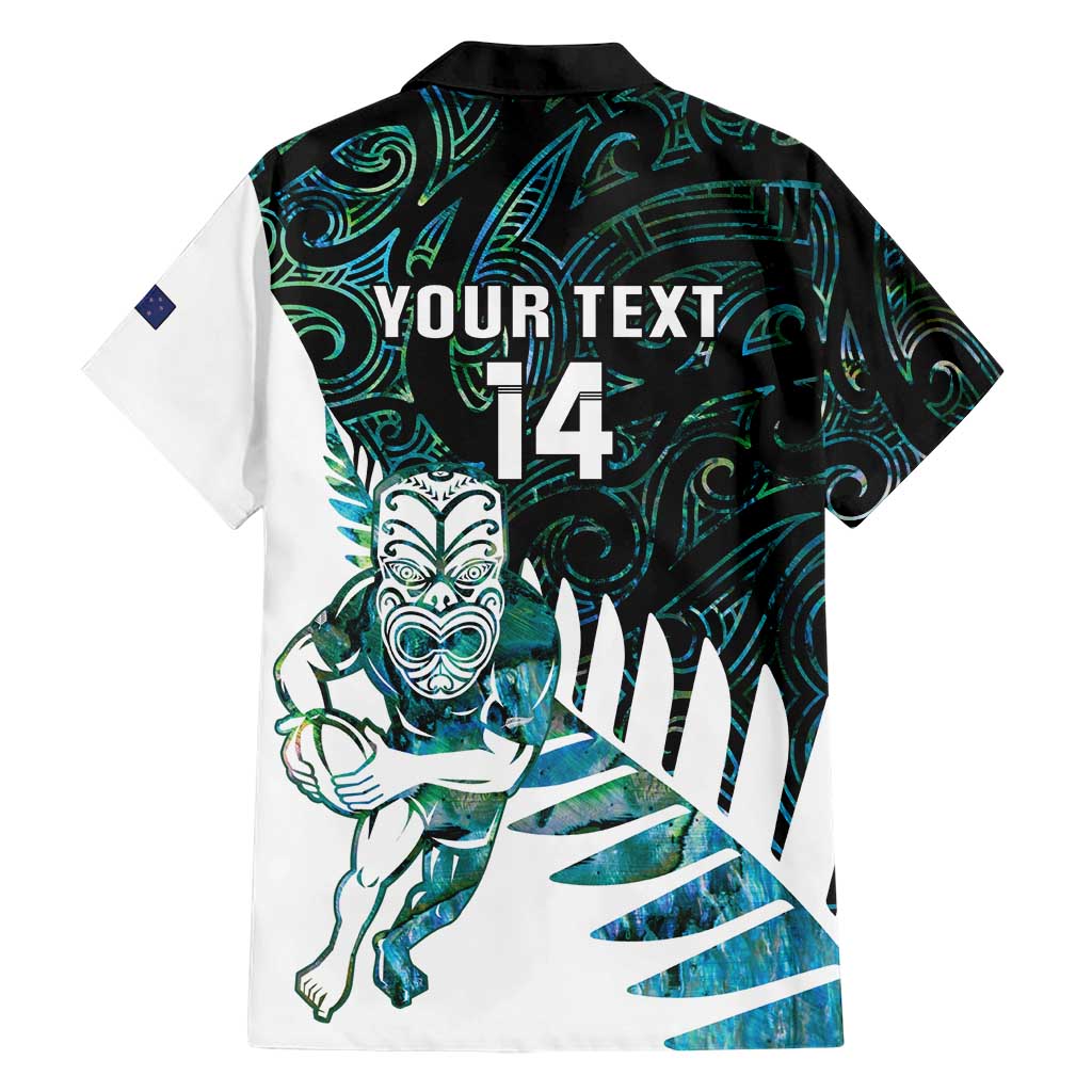 New Zealand Silver Fern Rugby Custom Family Matching Short Sleeve Bodycon Dress and Hawaiian Shirt Go All Black Turquoise Maori Paua Shell - Polynesian Pride