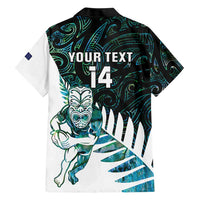 New Zealand Silver Fern Rugby Custom Family Matching Short Sleeve Bodycon Dress and Hawaiian Shirt Go All Black Turquoise Maori Paua Shell - Polynesian Pride