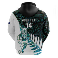 New Zealand Silver Fern Rugby Custom Hoodie Go All Black Turquoise Maori Paua Shell - Polynesian Pride