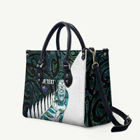 New Zealand Silver Fern Rugby Custom Leather Bag Go All Black Turquoise Maori Paua Shell - Polynesian Pride
