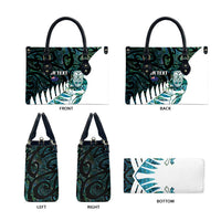 New Zealand Silver Fern Rugby Custom Leather Bag Go All Black Turquoise Maori Paua Shell - Polynesian Pride