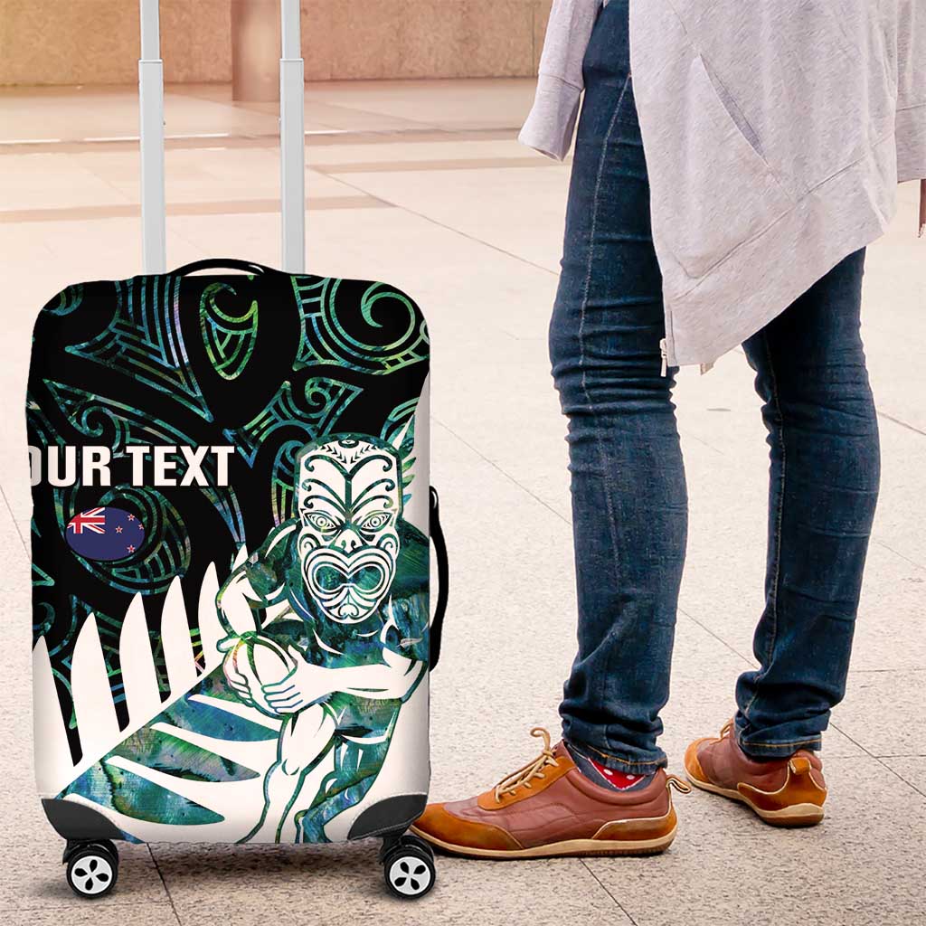 New Zealand Silver Fern Rugby Custom Luggage Cover Go All Black Turquoise Maori Paua Shell - Polynesian Pride