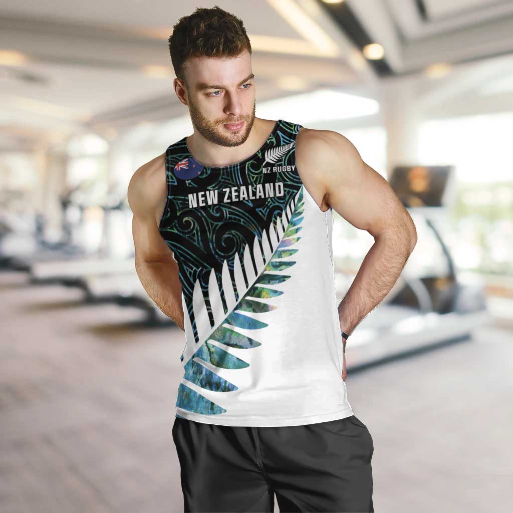 New Zealand Silver Fern Rugby Custom Men Tank Top Go All Black Turquoise Maori Paua Shell - Polynesian Pride
