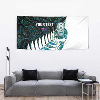 New Zealand Silver Fern Rugby Custom Tapestry Go All Black Turquoise Maori Paua Shell - Polynesian Pride
