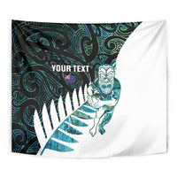 New Zealand Silver Fern Rugby Custom Tapestry Go All Black Turquoise Maori Paua Shell - Polynesian Pride