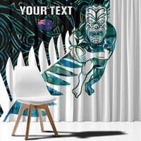 New Zealand Silver Fern Rugby Custom Window Curtain Go All Black Turquoise Maori Paua Shell - Polynesian Pride