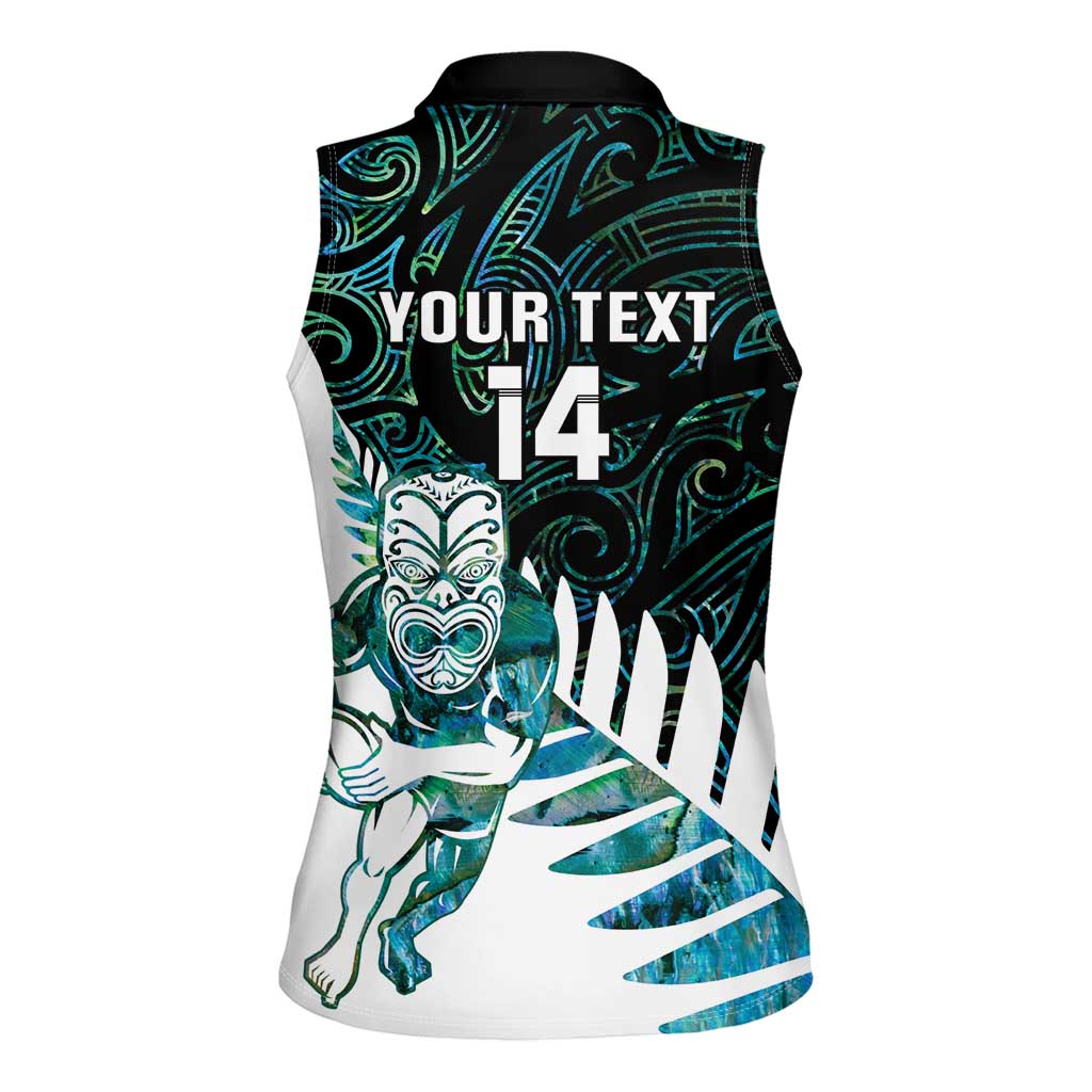 New Zealand Silver Fern Rugby Custom Women Sleeveless Polo Shirt Go All Black Turquoise Maori Paua Shell - Polynesian Pride
