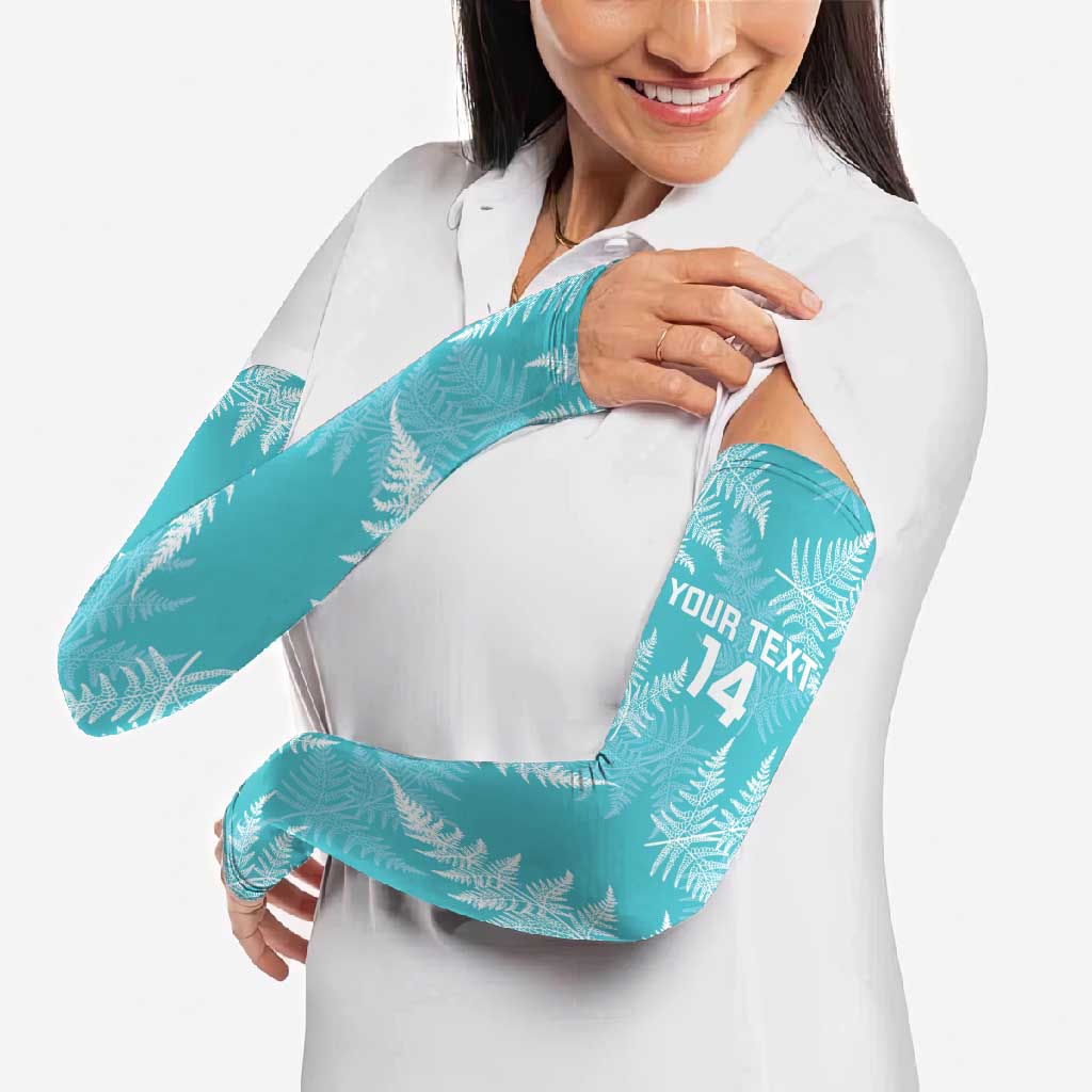 New Zealand Silver Fern Rugby Custom Arm Sleeves Go Aotearoa Champions Turquoise Version - Polynesian Pride