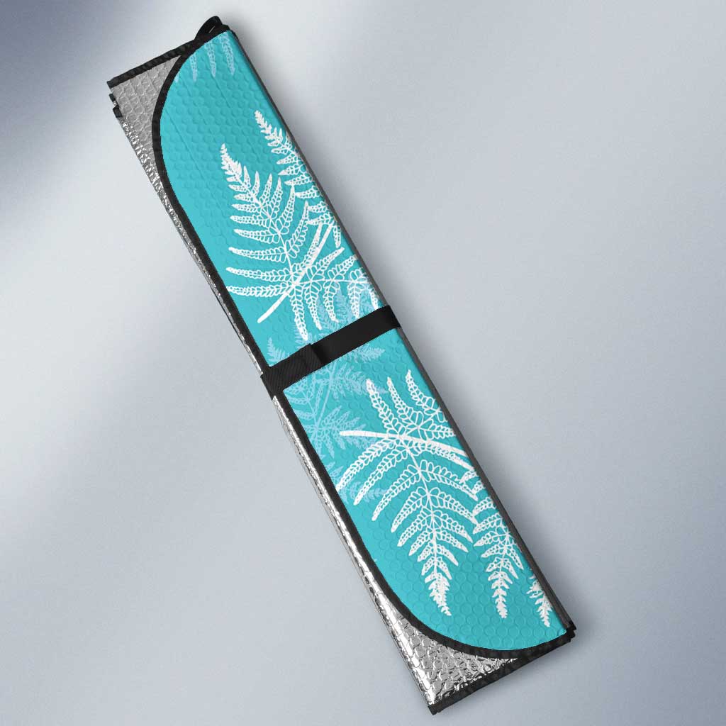 New Zealand Silver Fern Rugby Custom Auto Sun Shade Go Aotearoa Champions Turquoise Version - Polynesian Pride