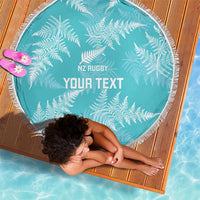 New Zealand Silver Fern Rugby Custom Beach Blanket Go Aotearoa Champions Turquoise Version - Polynesian Pride