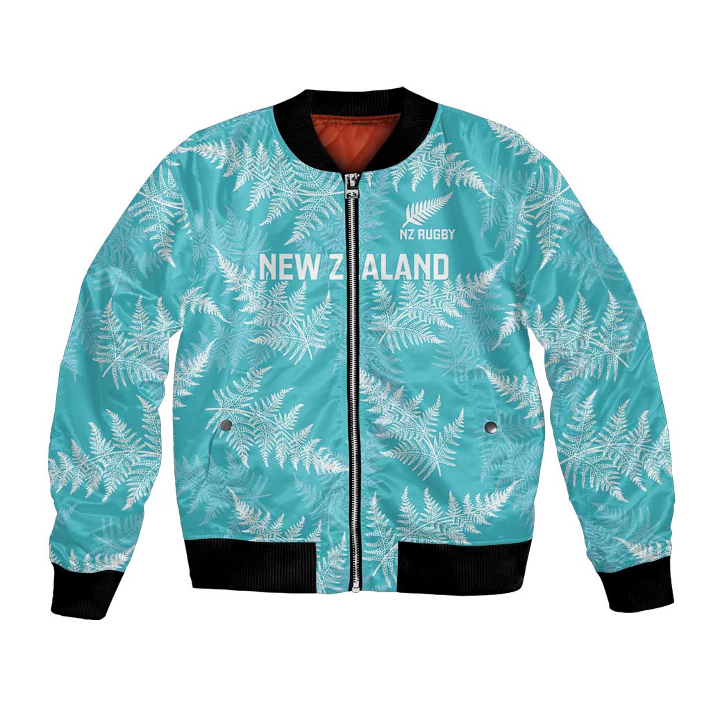 New Zealand Silver Fern Rugby Custom Bomber Jacket Go Aotearoa Champions Turquoise Version - Polynesian Pride