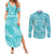 New Zealand Silver Fern Rugby Custom Couples Matching Summer Maxi Dress and Long Sleeve Button Shirt Go Aotearoa Champions Turquoise Version - Polynesian Pride