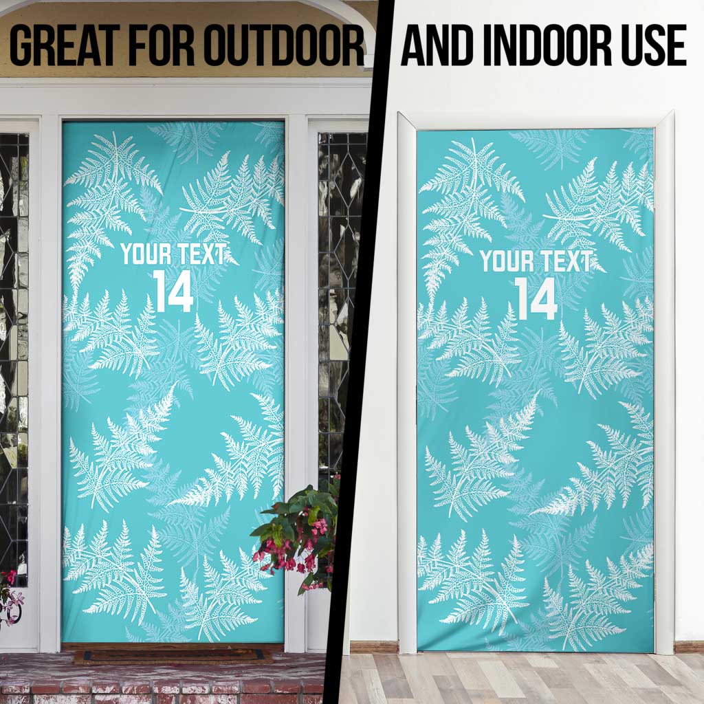 New Zealand Silver Fern Rugby Custom Door Cover Go Aotearoa Champions Turquoise Version - Polynesian Pride