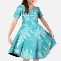 New Zealand Silver Fern Rugby Custom Family Matching Off Shoulder Maxi Dress and Hawaiian Shirt Go Aotearoa Champions Turquoise Version - Polynesian Pride
