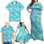 New Zealand Silver Fern Rugby Custom Family Matching Off Shoulder Maxi Dress and Hawaiian Shirt Go Aotearoa Champions Turquoise Version - Polynesian Pride