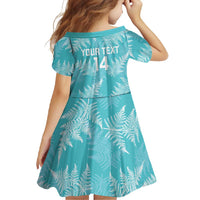 New Zealand Silver Fern Rugby Custom Family Matching Short Sleeve Bodycon Dress and Hawaiian Shirt Go Aotearoa Champions Turquoise Version - Polynesian Pride