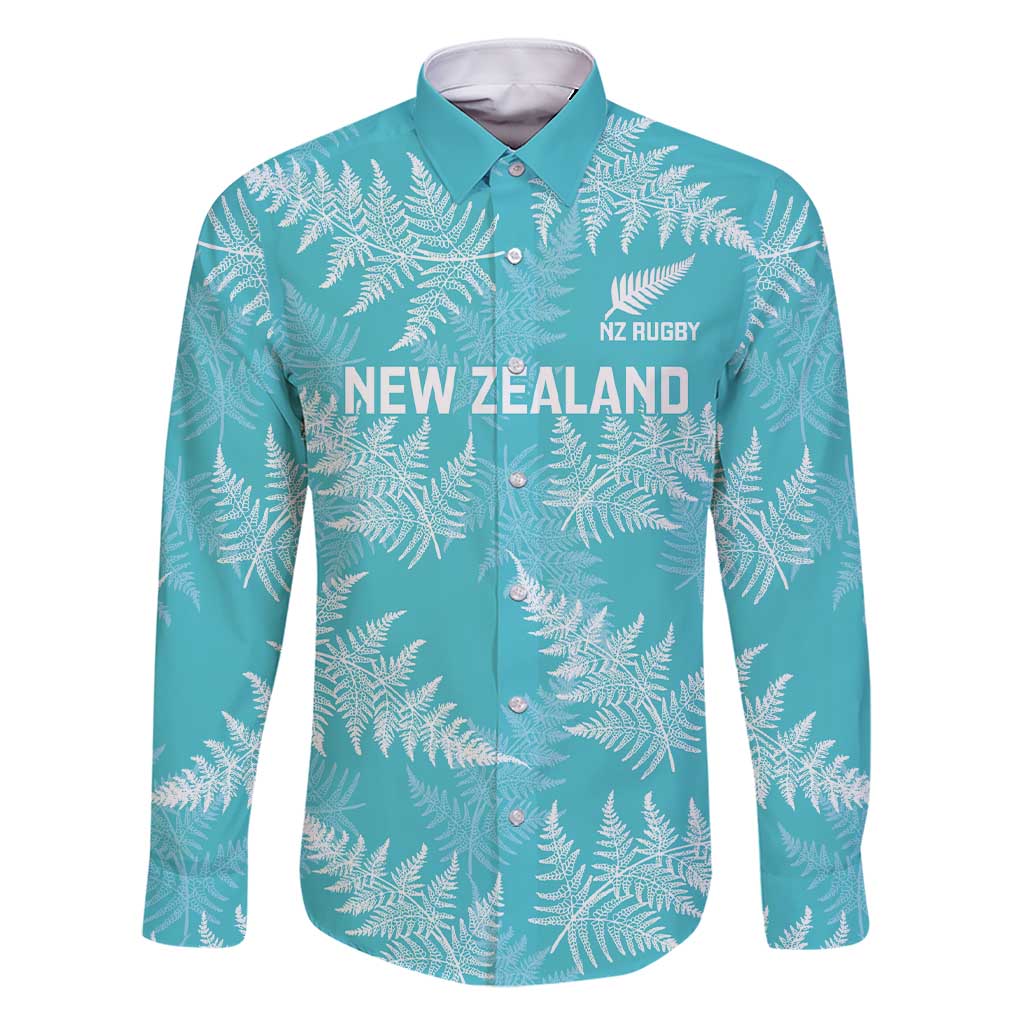 New Zealand Silver Fern Rugby Custom Family Matching Short Sleeve Bodycon Dress and Hawaiian Shirt Go Aotearoa Champions Turquoise Version - Polynesian Pride