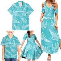 New Zealand Silver Fern Rugby Custom Family Matching Summer Maxi Dress and Hawaiian Shirt Go Aotearoa Champions Turquoise Version - Polynesian Pride