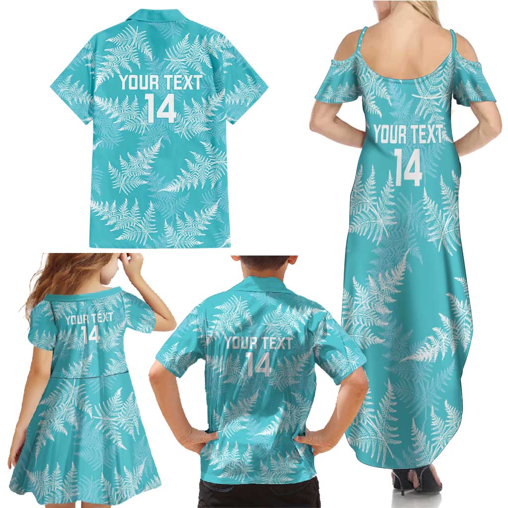 New Zealand Silver Fern Rugby Custom Family Matching Summer Maxi Dress and Hawaiian Shirt Go Aotearoa Champions Turquoise Version - Polynesian Pride