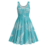 New Zealand Silver Fern Rugby Custom Midi Dress Go Aotearoa Champions Turquoise Version - Polynesian Pride