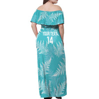 New Zealand Silver Fern Rugby Custom Off Shoulder Maxi Dress Go Aotearoa Champions Turquoise Version - Polynesian Pride