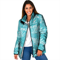 New Zealand Silver Fern Rugby Custom Padded Jacket Go Aotearoa Champions Turquoise Version - Polynesian Pride