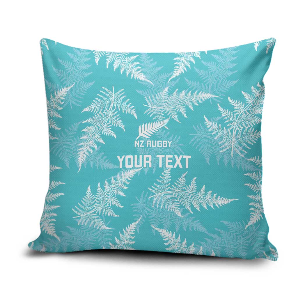 New Zealand Silver Fern Rugby Custom Pillow Cover Go Aotearoa Champions Turquoise Version - Polynesian Pride