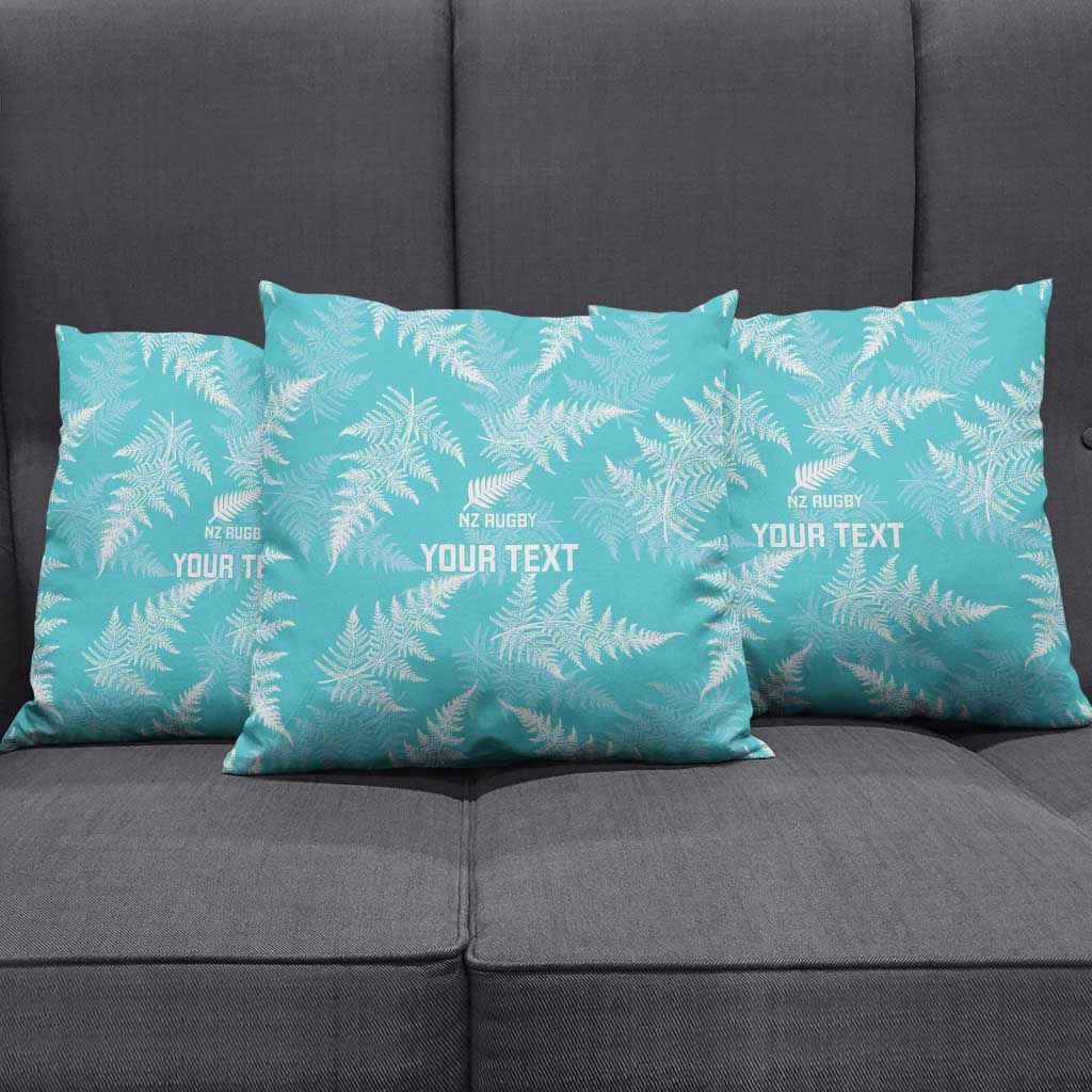 New Zealand Silver Fern Rugby Custom Pillow Cover Go Aotearoa Champions Turquoise Version - Polynesian Pride