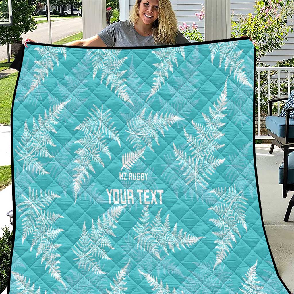New Zealand Silver Fern Rugby Custom Quilt Go Aotearoa Champions Turquoise Version - Polynesian Pride
