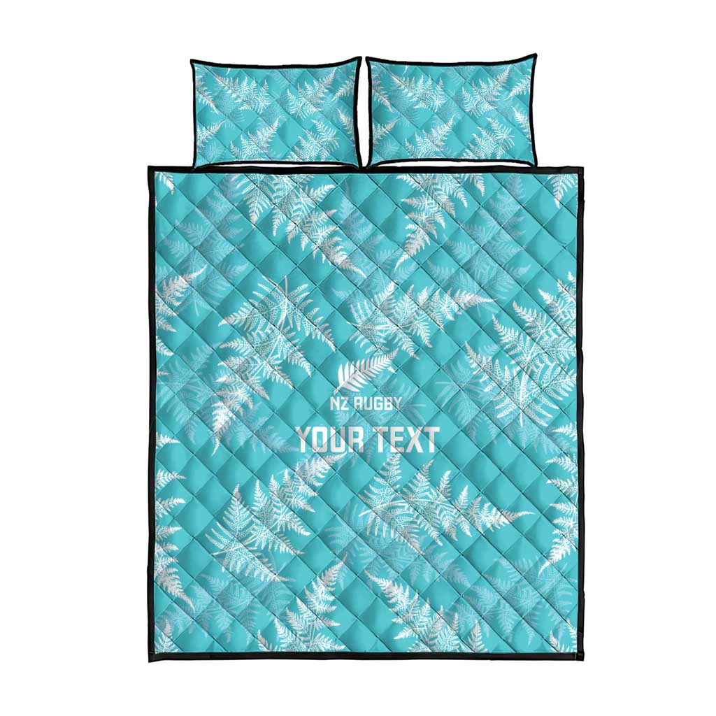 New Zealand Silver Fern Rugby Custom Quilt Bed Set Go Aotearoa Champions Turquoise Version - Polynesian Pride