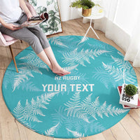 New Zealand Silver Fern Rugby Custom Round Carpet Go Aotearoa Champions Turquoise Version - Polynesian Pride
